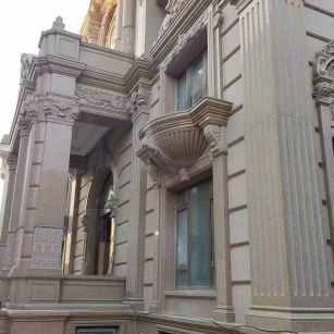 威海 黄金麻花岗岩光面别墅外墙干挂施工完成