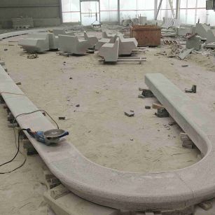 威海 芝麻白花岗岩弧形花坛石，坐凳石