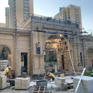 威海 黄金麻荔枝面花岗岩小区门楼外墙干挂