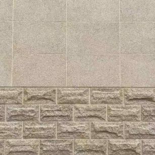 威海 黄金麻自然面蘑菇石配荔枝面干挂