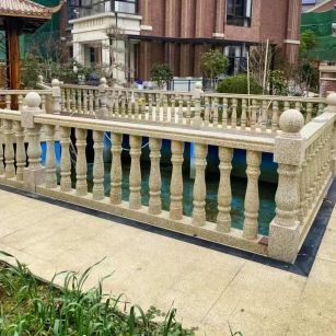 威海黄金麻花岗岩石材栏杆，扶手，将军柱，花瓶柱