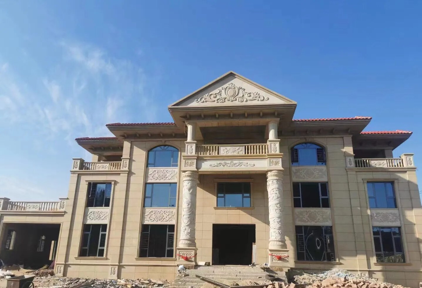 威海 黄金麻花岗岩别墅外墙干挂